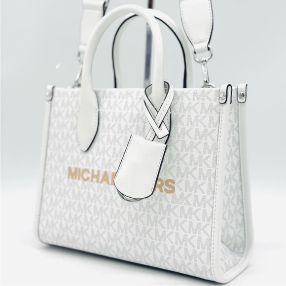 Michael Kors Small Shopper TZ Xbody Tote Bag Optic White - Picture 1 of 9